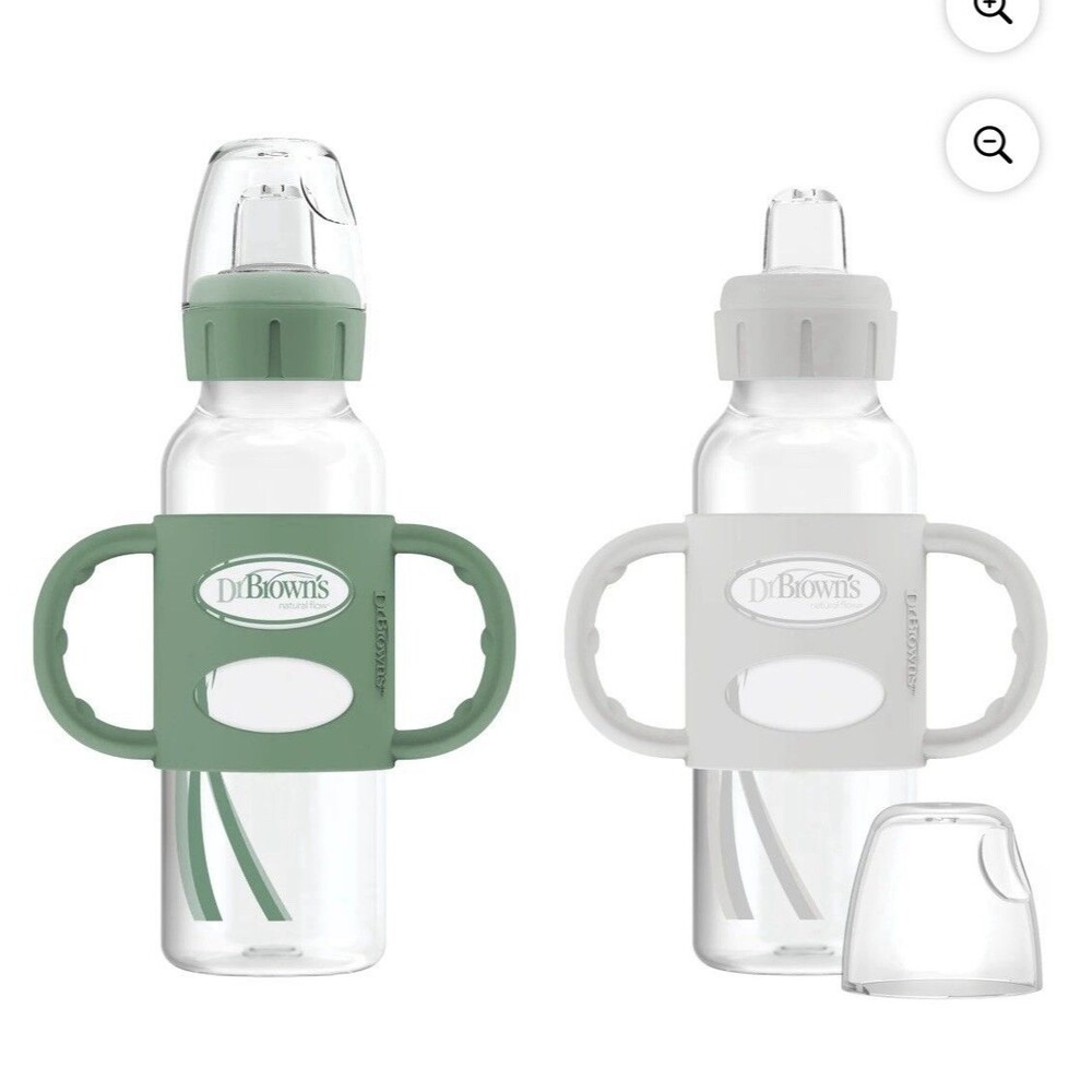 Dr. Brown's Milestones Narrow Sippy Bottle Silicone Handles 2 Pack 8oz BPA
